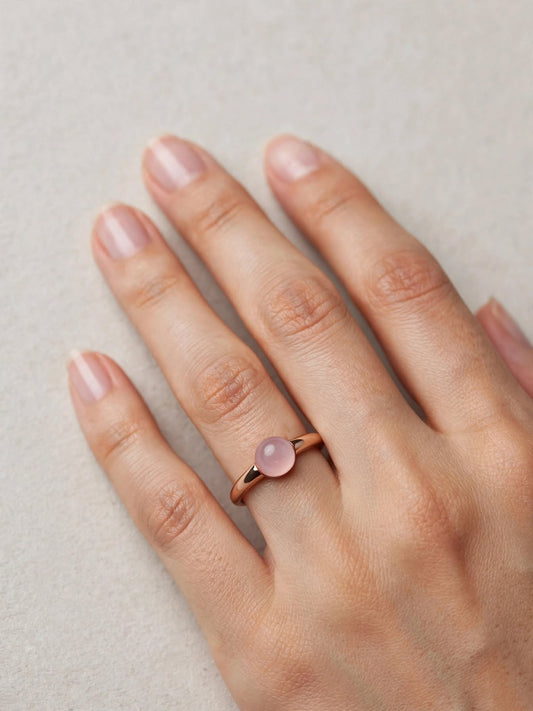 Anello in argento 925 Nudo placcato oro rosa 18 K con pietra colorata