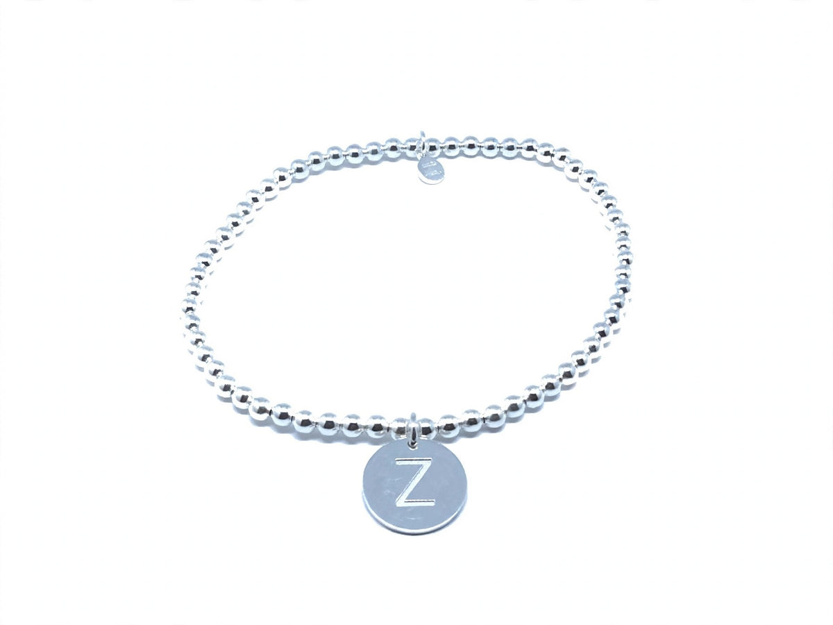 Bracciale iniziale in argento 925 ‰ con lettera iniziale elasticizzati