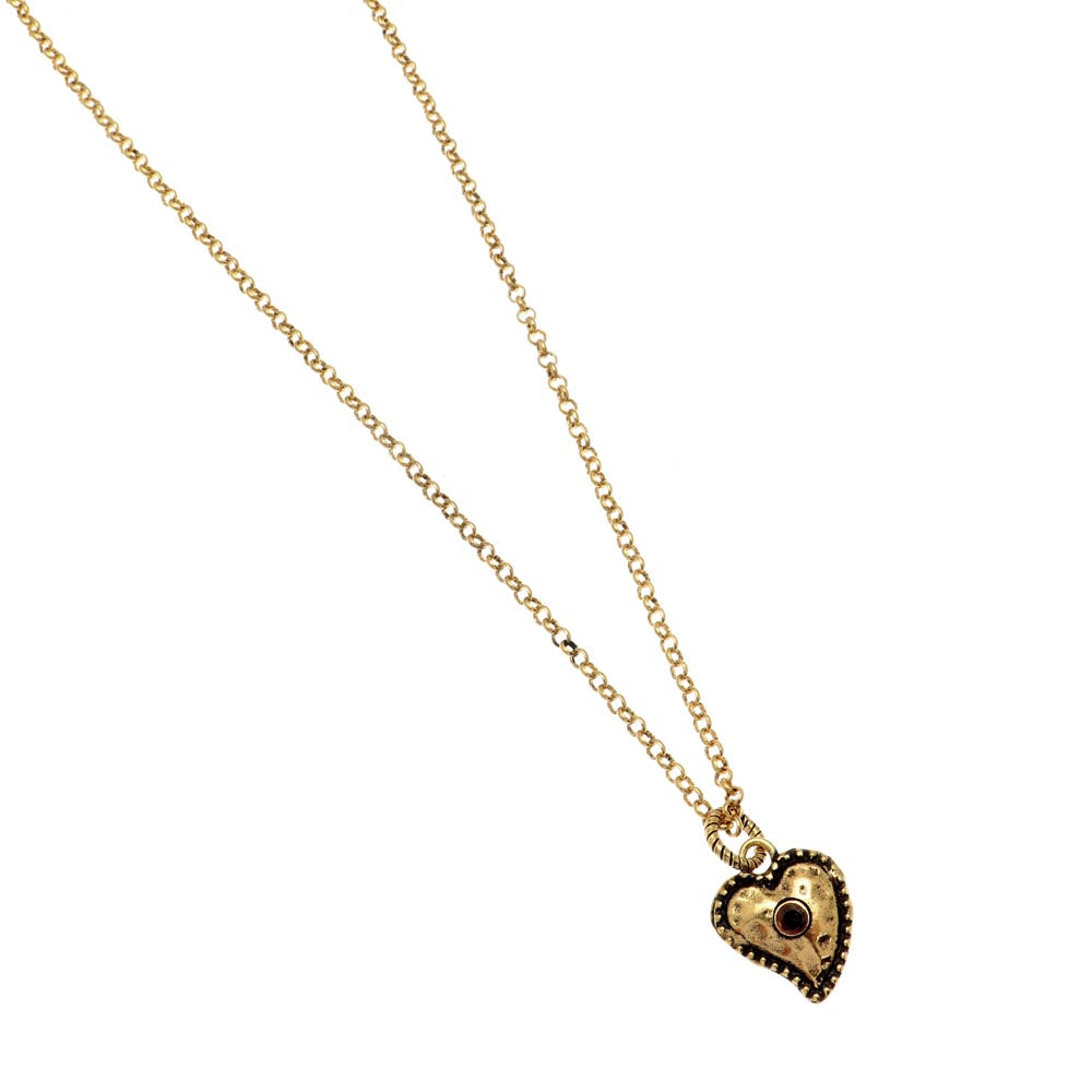 Collana Cuore Alcozer con granato centrale