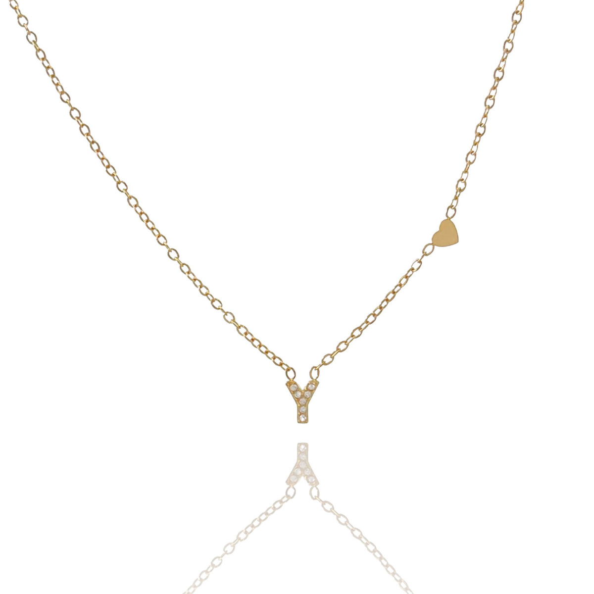 Collana dorata in acciaio inossidabile con iniziale e zirconi
