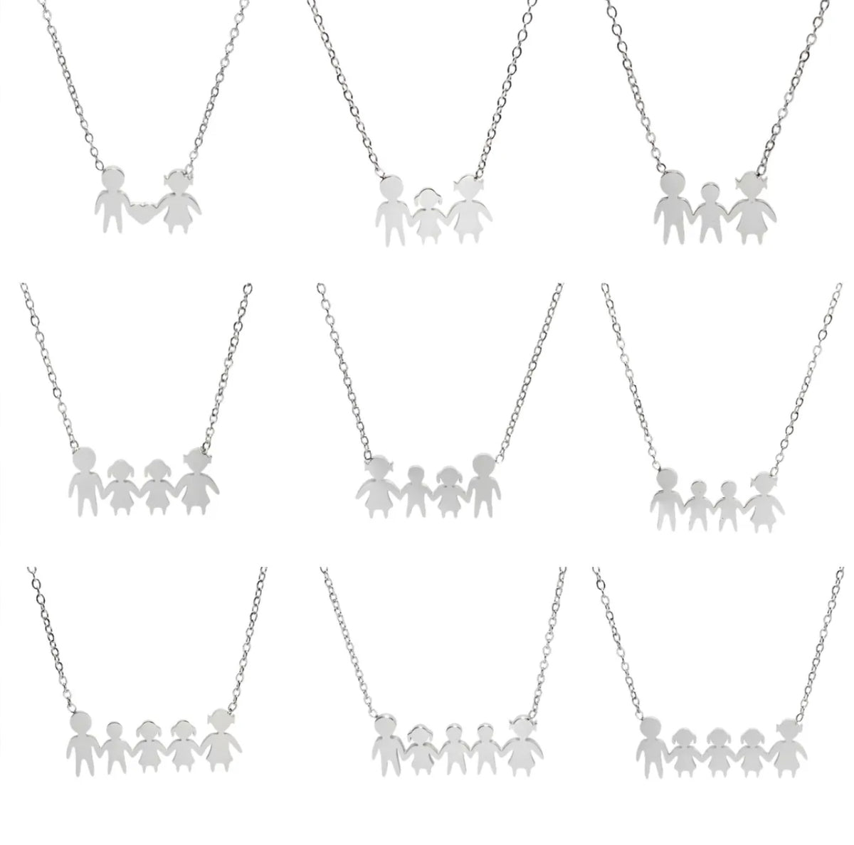 Collana famiglia con cuoricino in acciaio inossidabile