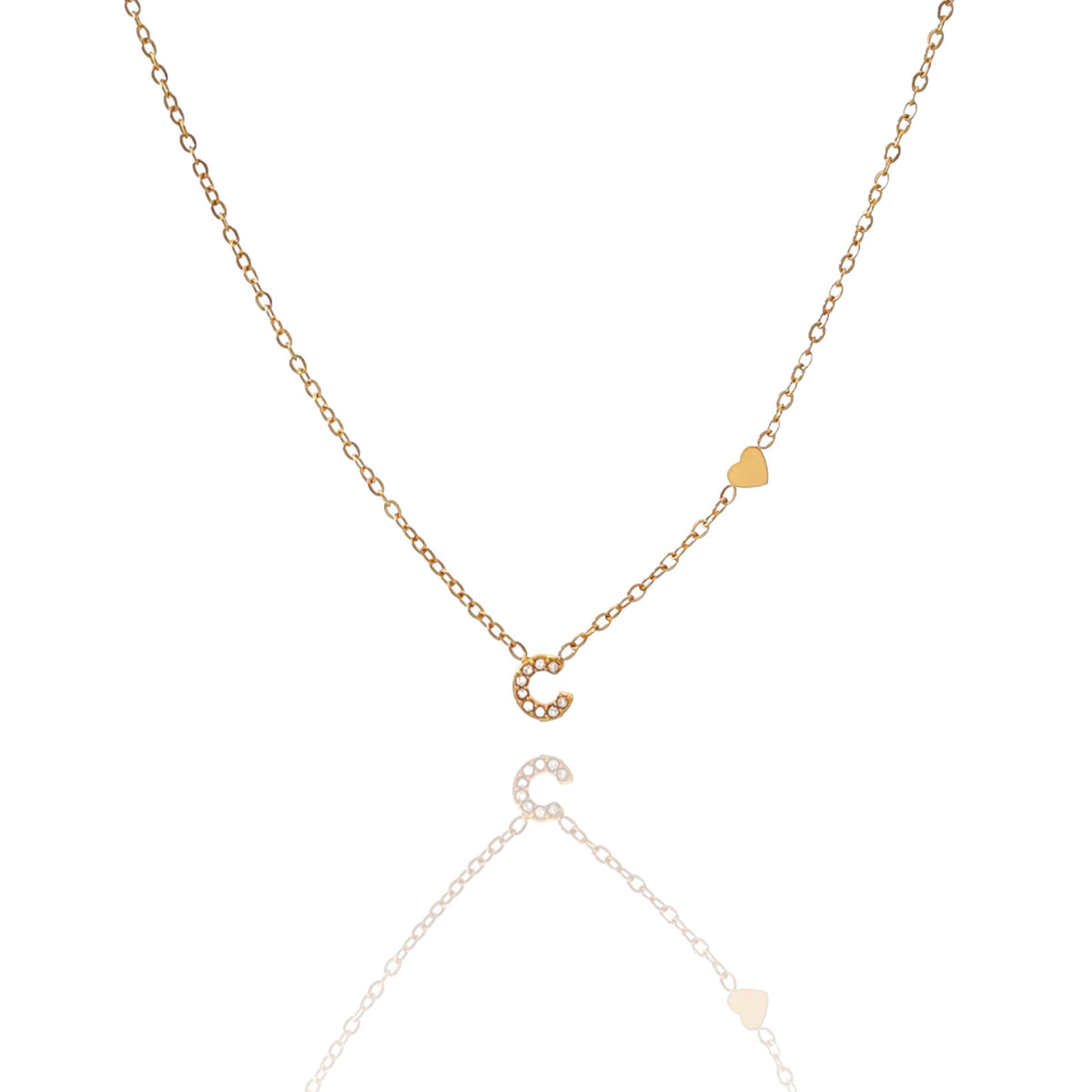 Collana dorata in acciaio inossidabile con iniziale e zirconi