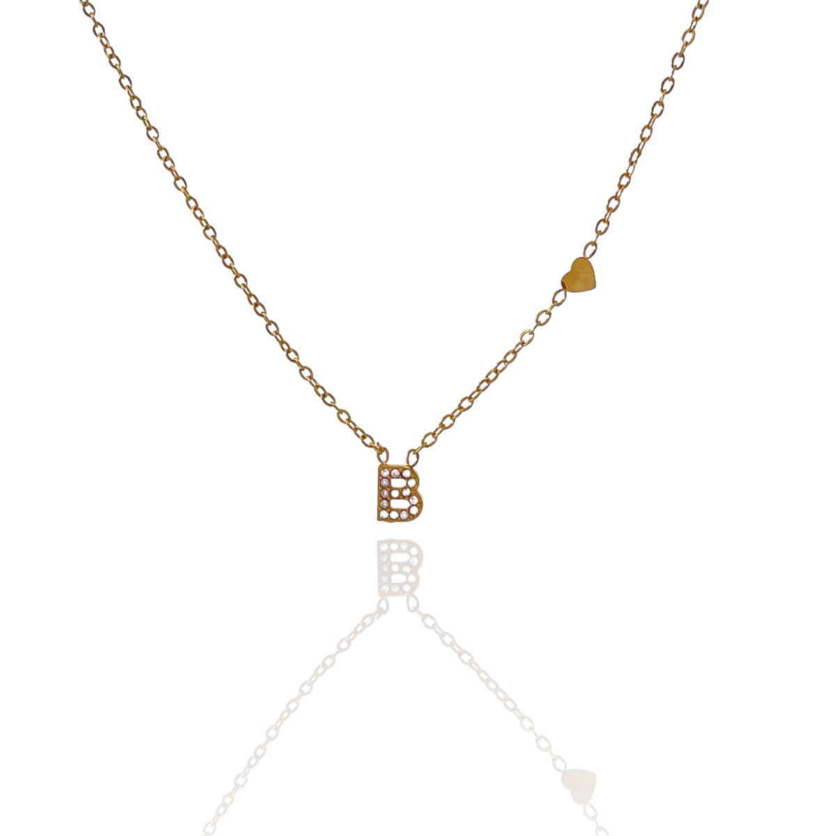 Collana dorata in acciaio inossidabile con iniziale e zirconi