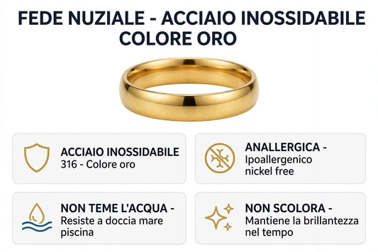 Anello fede dorata in acciaio inossidabile