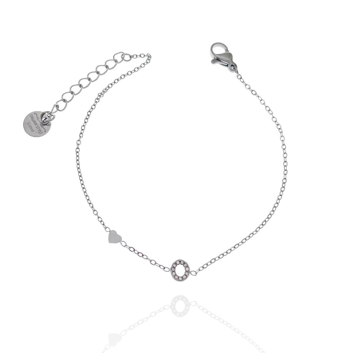 Bracciale con iniziale e zirconi colore argento