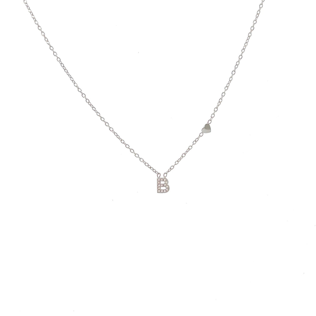 Collana argentata in acciaio inossidabile con iniziale e zirconi