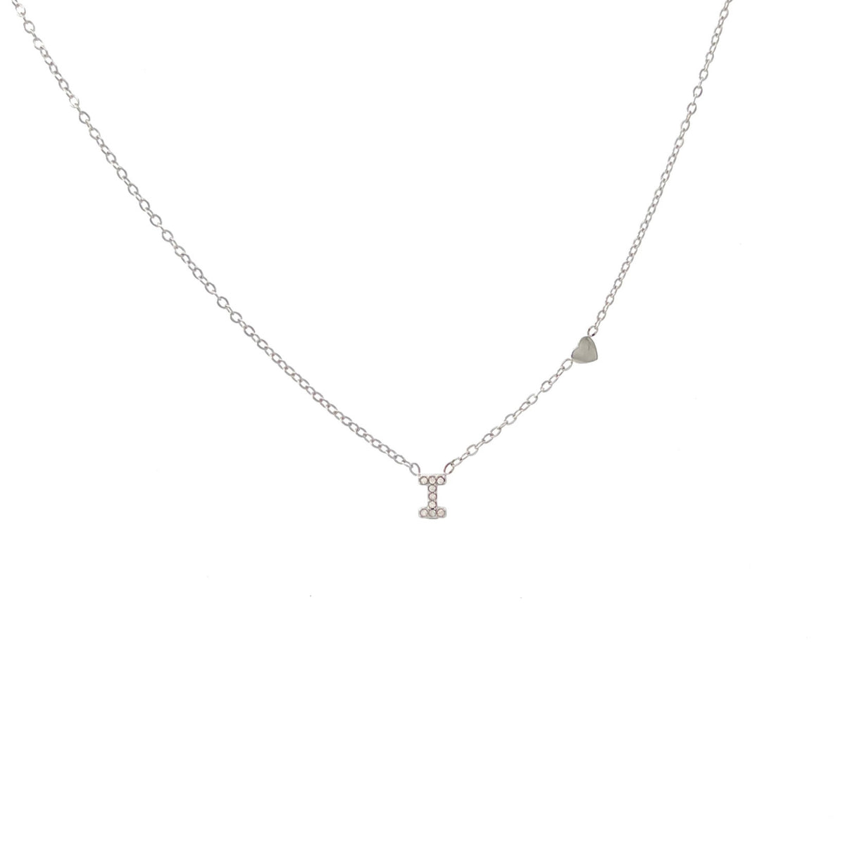 Collana argentata in acciaio inossidabile con iniziale e zirconi