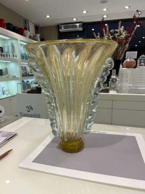 Vaso foglia oro in vetro diu Murano