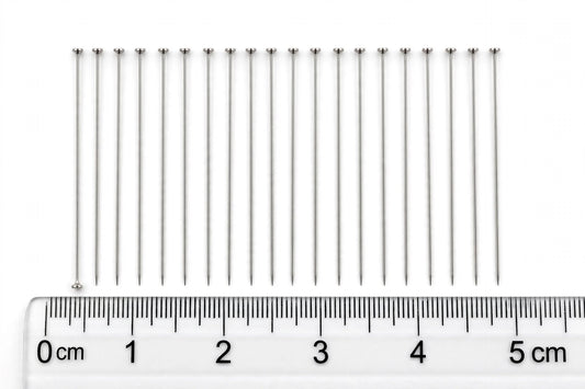 Chiodini Testa Piatta 50mm x 0,8mm Acciaio Inossidabile per Orecchini - Spilli Lunghi per Creazione Orecchini Fai da Te - Ipoallergenico