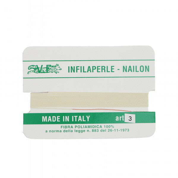 Filo infilaperle con ago colore bianco in nylon per collane bracciali nailon varie misure