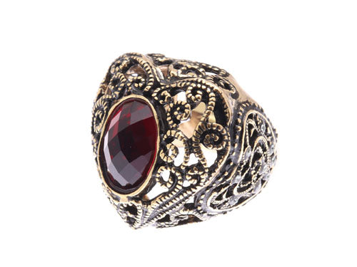 anello alcozer cuore pietra rossa