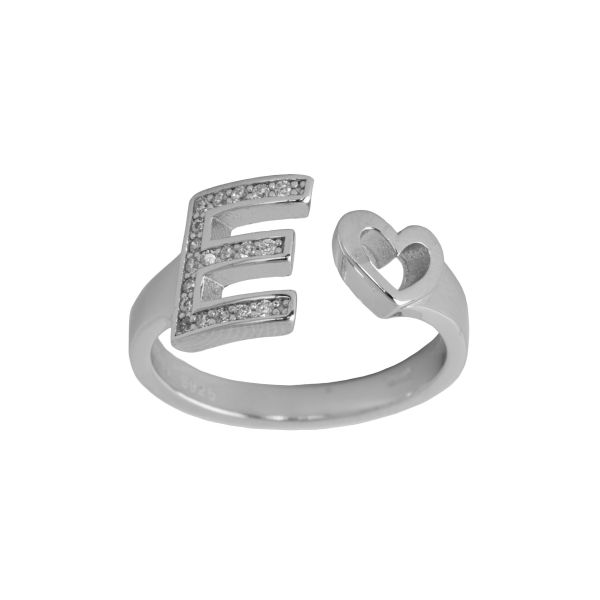 Anello Lettere d'amore in argento 925 con iniziale e cuore