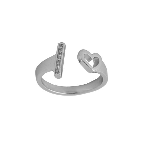 Anello Lettere d'amore in argento 925 con iniziale e cuore