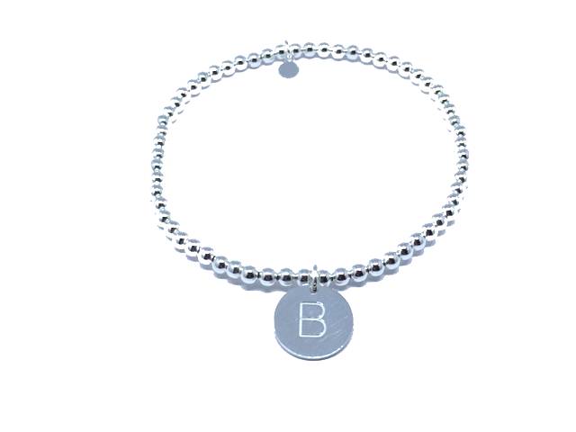 Bracciale iniziale in argento 925 ‰ con lettera iniziale elasticizzati