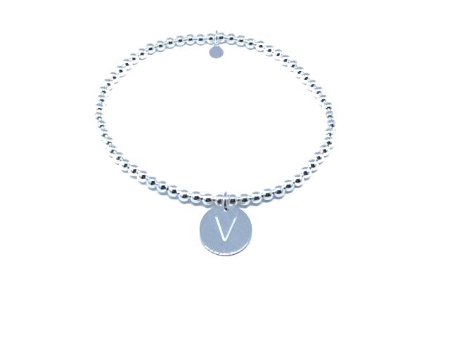 Bracciale iniziale in argento 925 ‰ con lettera iniziale elasticizzati