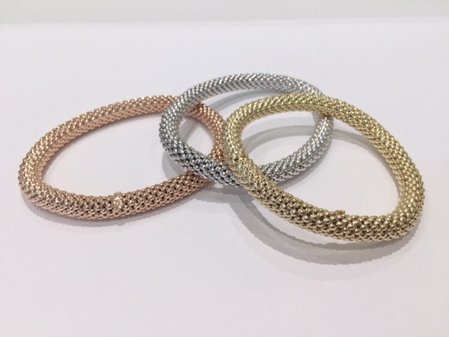 MATERIA By Matthias Wagner Bracciale Elasticizzato Donna In Argento 925 Placcato Oro, Sfere 3 Mm, Taglia M (18,5-19 Cm), Made In Germany