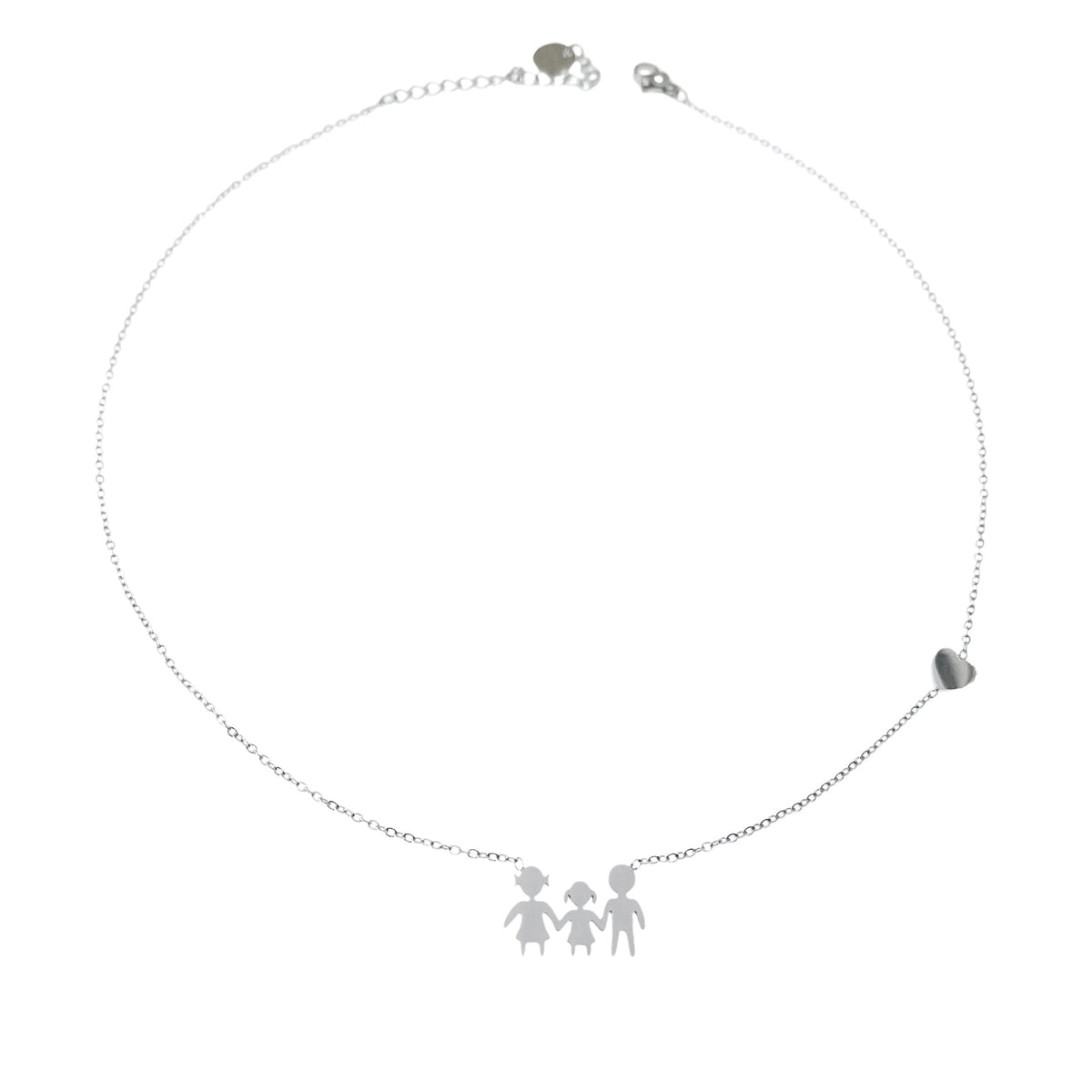 Collana famiglia con cuoricino in acciaio inossidabile