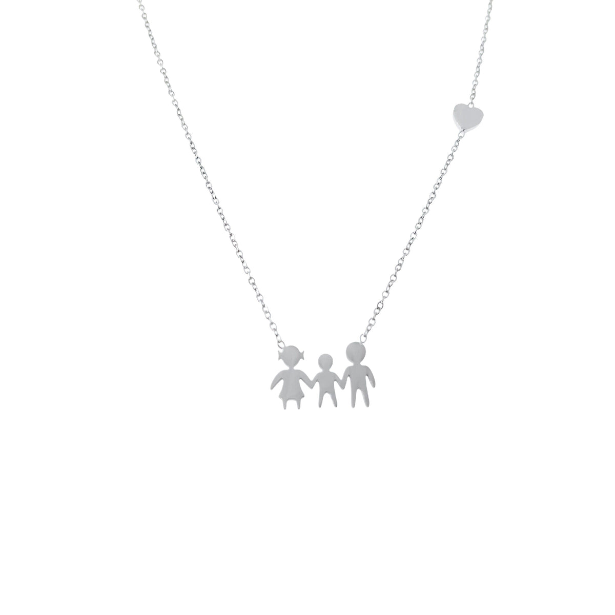 Collana famiglia con cuoricino in acciaio inossidabile