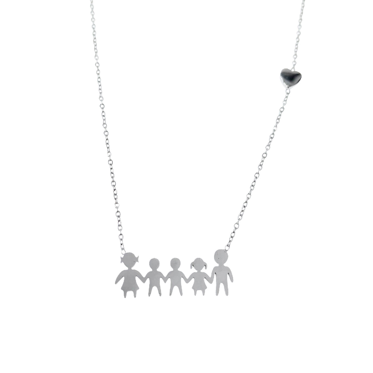 Collana famiglia con cuoricino in acciaio inossidabile