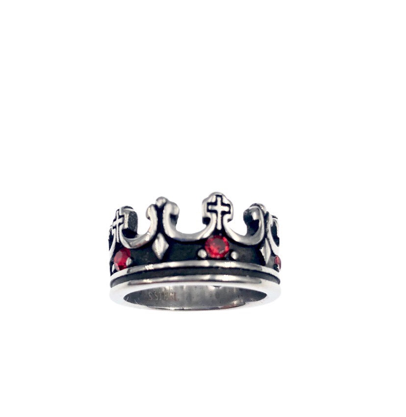 Anello Uomo Corona Di Gemme In Acciaio Inox 316L Anello Uomo Corona Di Gemme In Acciaio Inox 316L