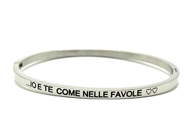 Bracciale braccialetto con scritta frase in acciaio argento e dintorni