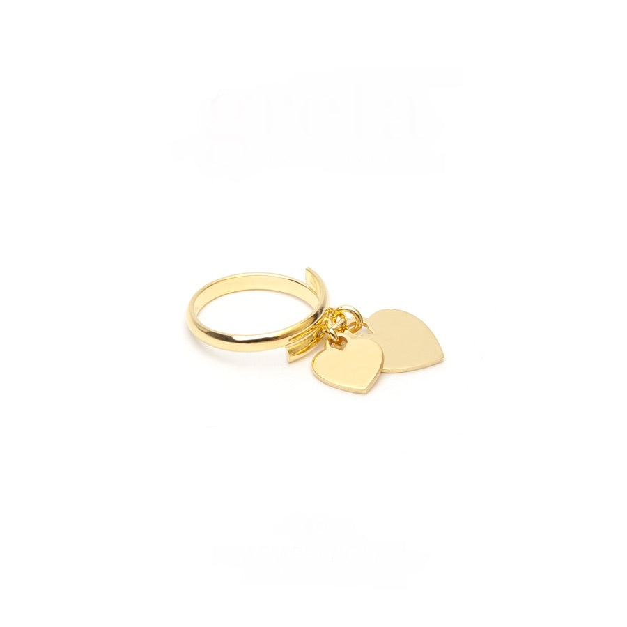 anello argento dorato doppio cuore
