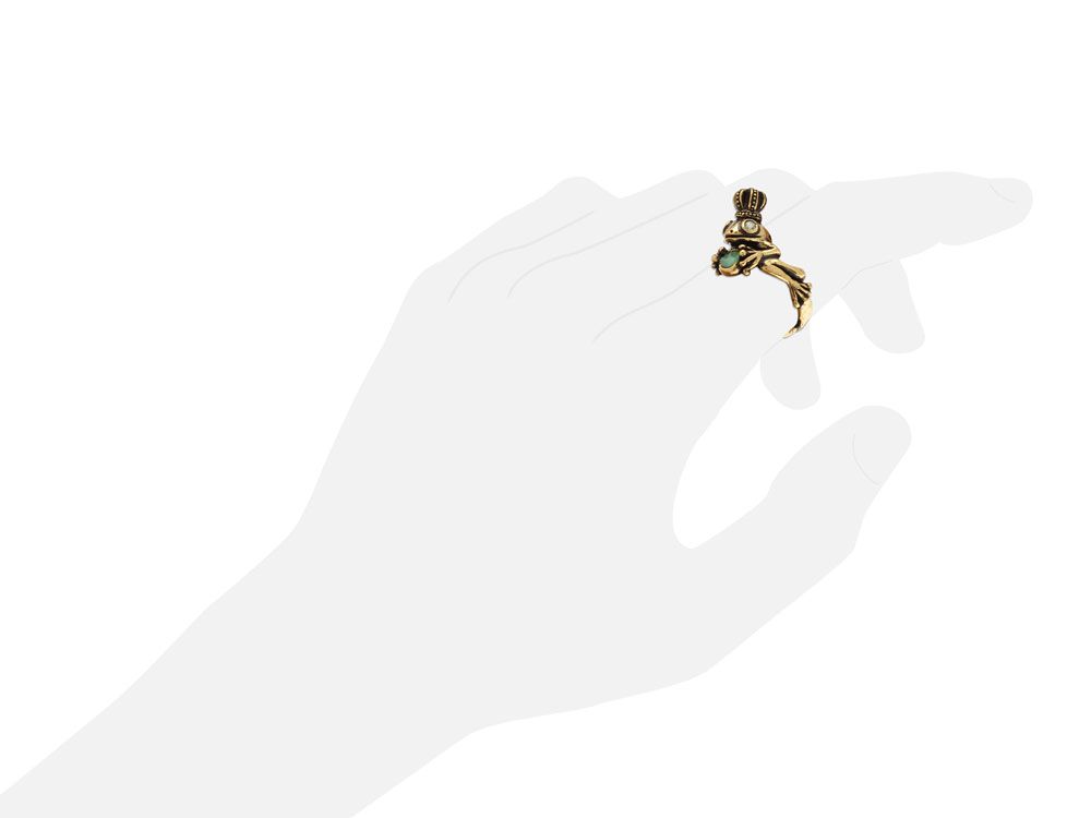 Anello Alcozer principe ranocchio in ottone dorato