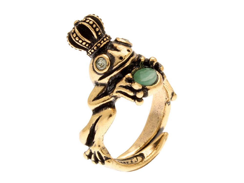 Anello Alcozer principe ranocchio in ottone dorato
