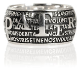 Anello Benedictvs in argento e placcato in oro con preghiera in latino del Padre Nostro