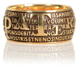 Anello Benedictvs in argento e placcato in oro con preghiera in latino del Padre Nostro