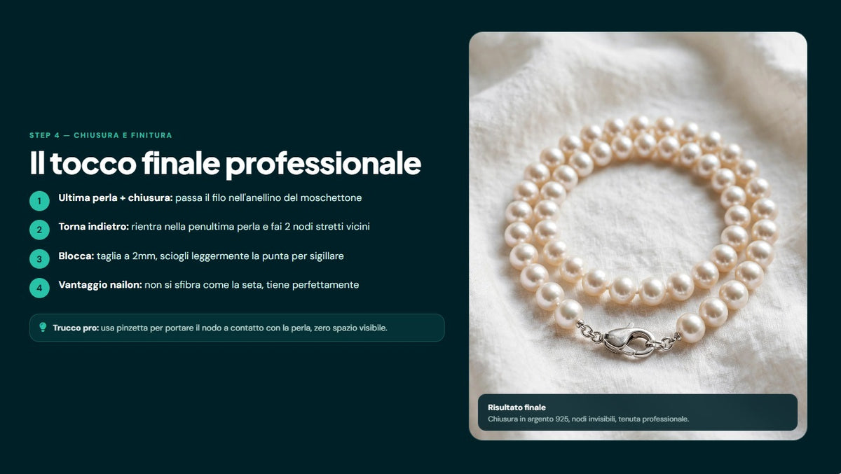 Filo infilaperle con ago colore bianco in nylon per collane bracciali nailon varie misure