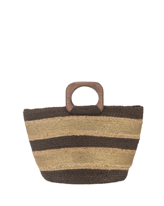 Borsa da Spiaggia, mare in Juta e Cotone, Ampia e Resistente, Manici in Legno, Cerniere e Tasche Interne, Tracolla Inclusa