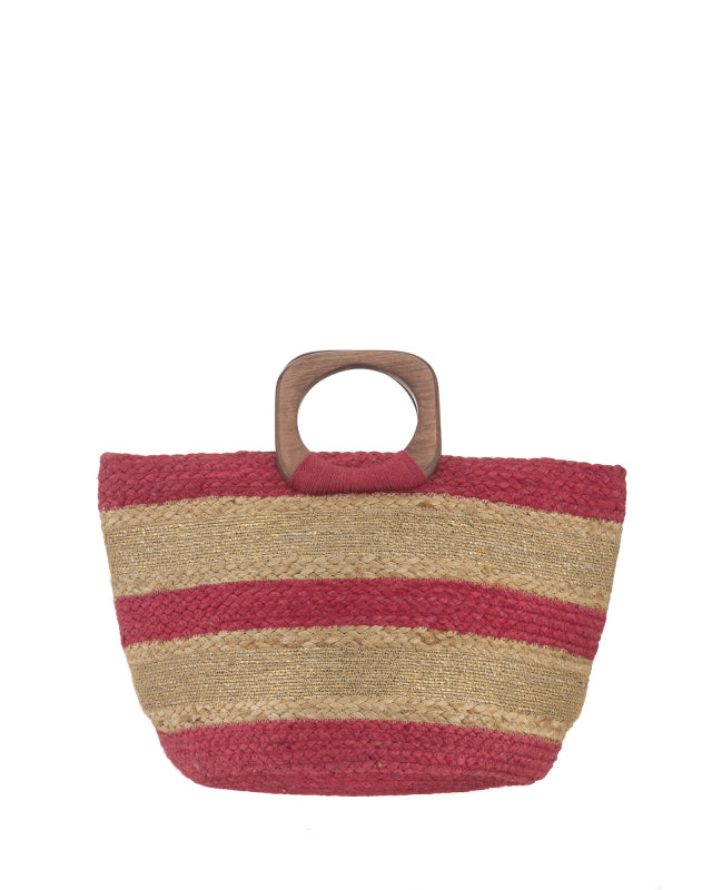 Borsa da Spiaggia, mare in Juta e Cotone, Ampia e Resistente, Manici in Legno, Cerniere e Tasche Interne, Tracolla Inclusa