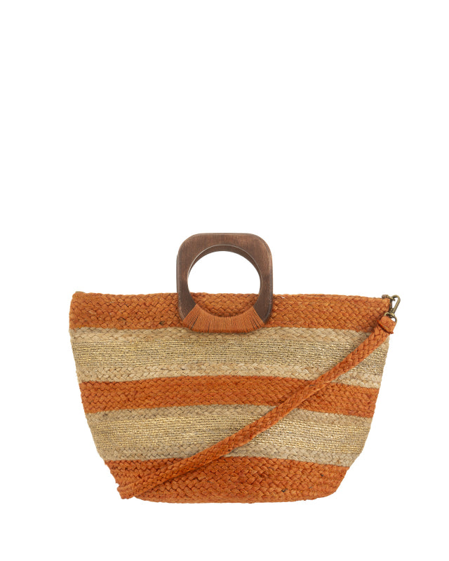 Borsa da Spiaggia, mare in Juta e Cotone, Ampia e Resistente, Manici in Legno, Cerniere e Tasche Interne, Tracolla Inclusa