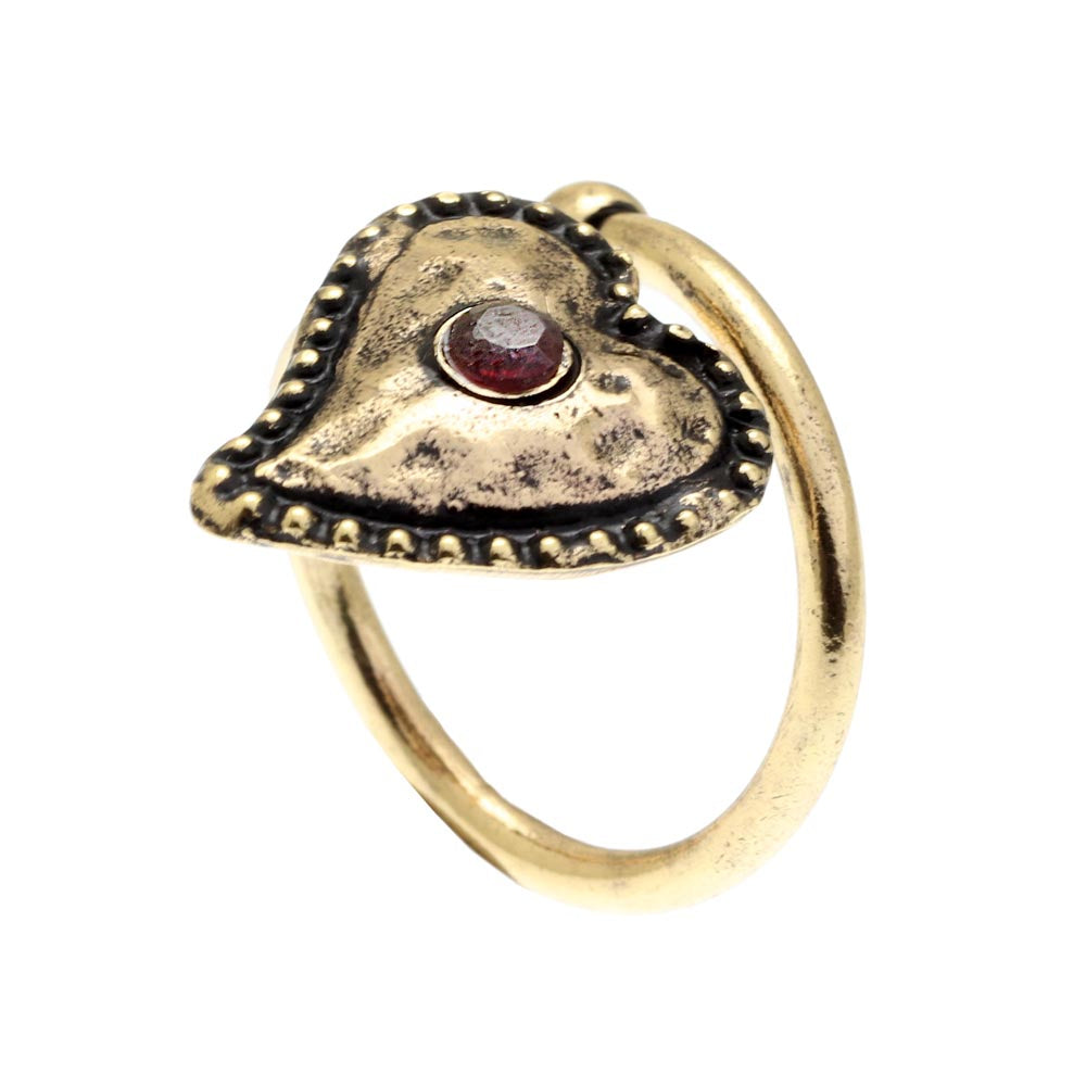 Anello cuore Alcozer con granato