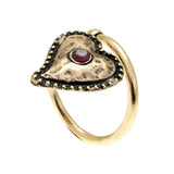 Anello cuore Alcozer con granato