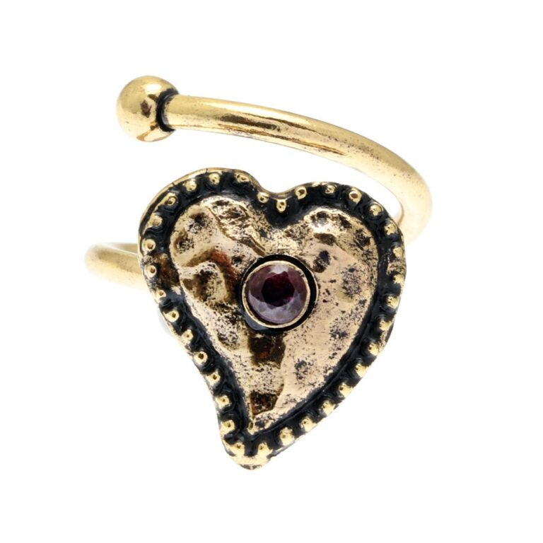 Anello cuore Alcozer con granato
