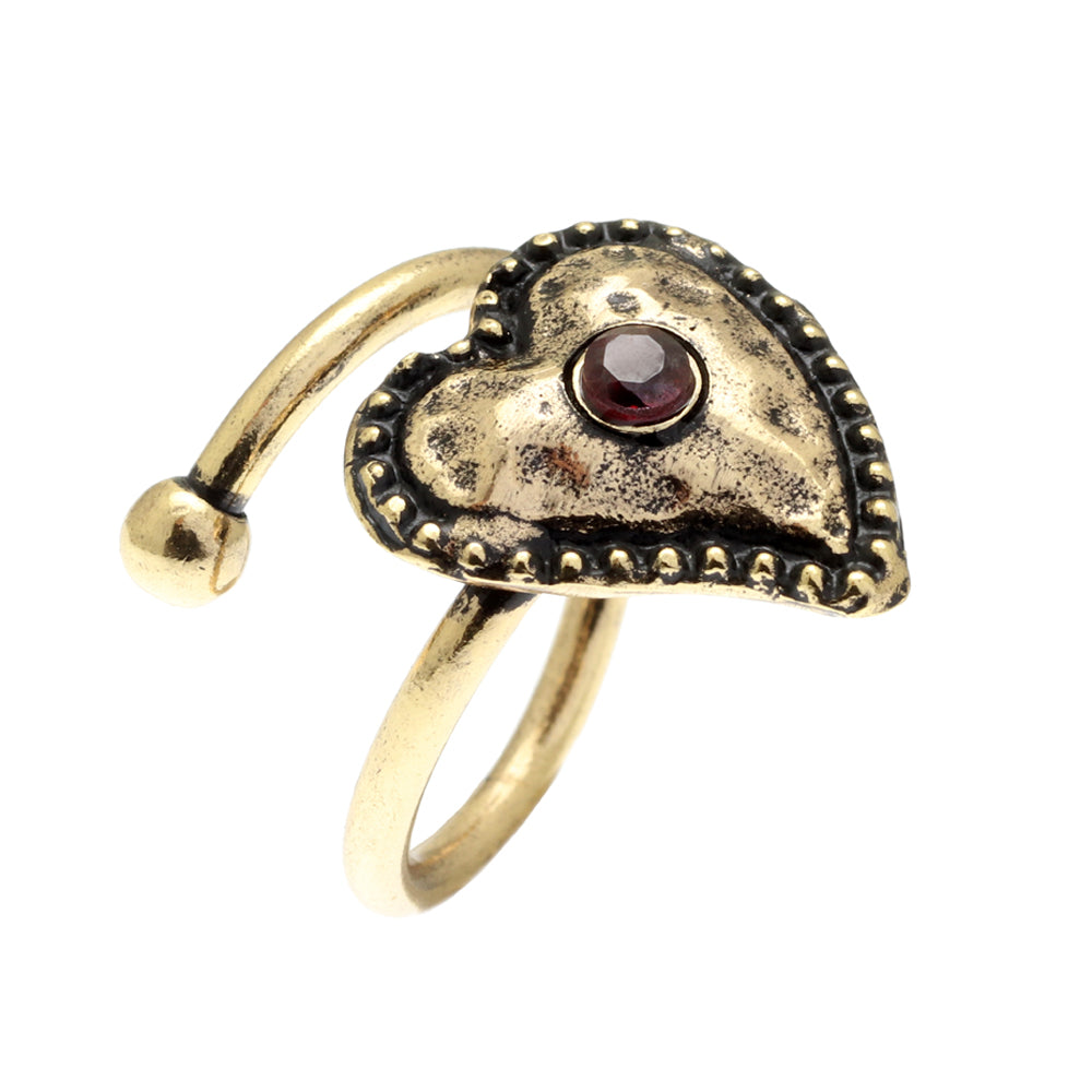 Anello cuore Alcozer con granato