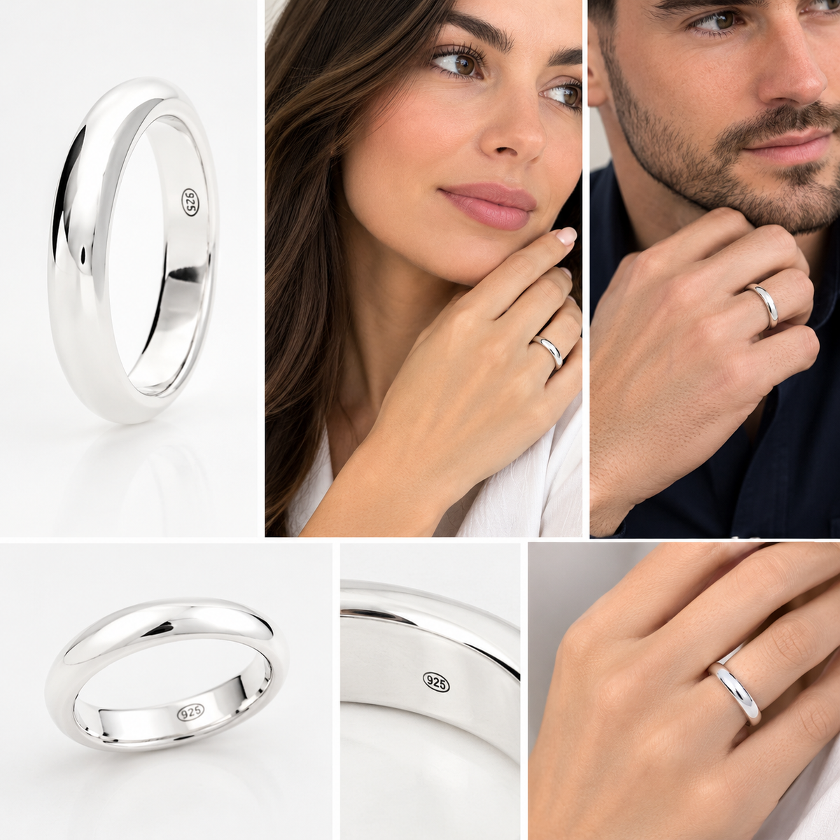 Anello fede fedina in argento 925‰  liscia  uomo - donna