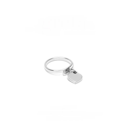 Anello in argento rodiato o placcato oro con cuore pendente