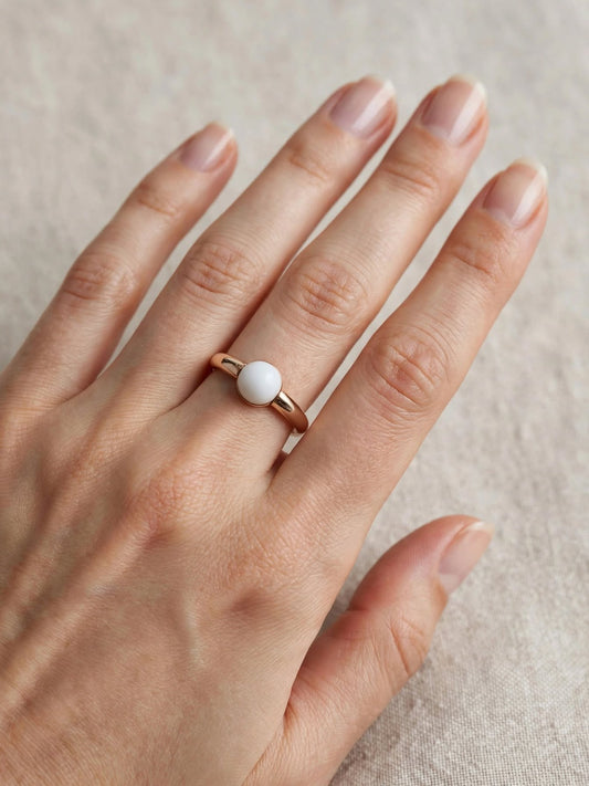 Anello in argento 925 Nudo placcato oro rosa 18 K con pietra colorata