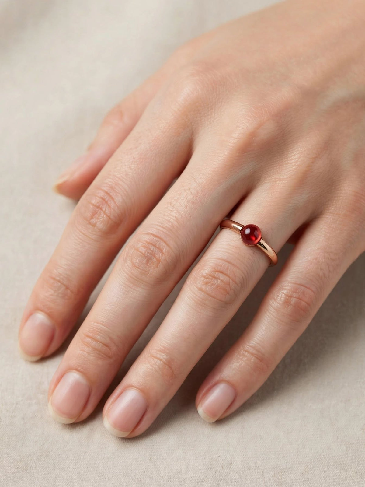 Anello in argento 925 Nudo placcato oro rosa 18 K con pietra colorata
