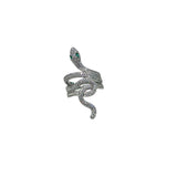 Anello serpente doppio giro in ottone rodiato o dorato con strass anallergico