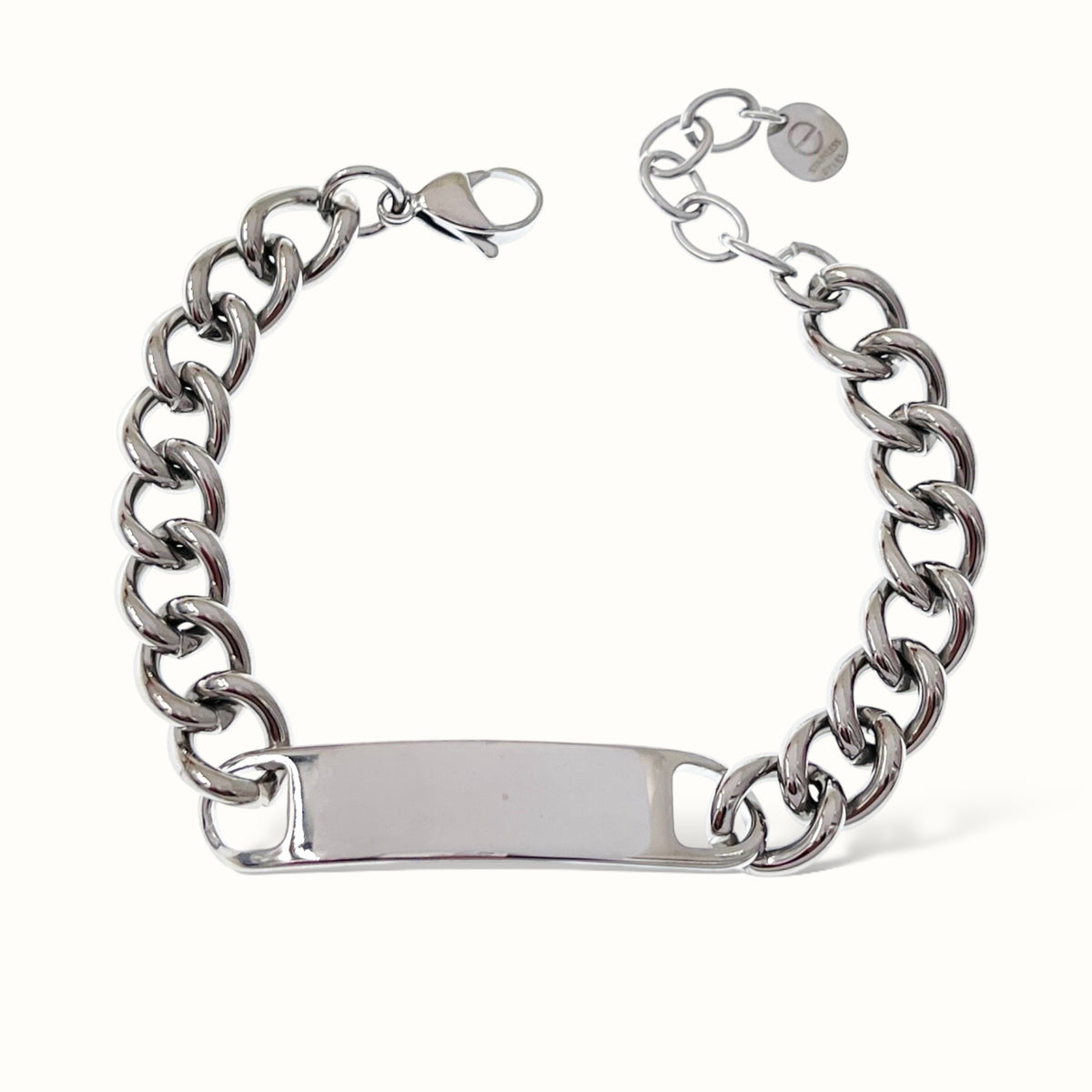 Bracciale targa in acciaio e acciaio dorato