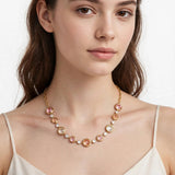 Collana in cristallo e acciaio inossidabile dorato