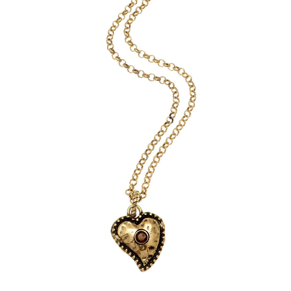 Collana Cuore Alcozer con granato centrale