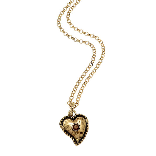 Collana Cuore Alcozer con granato centrale