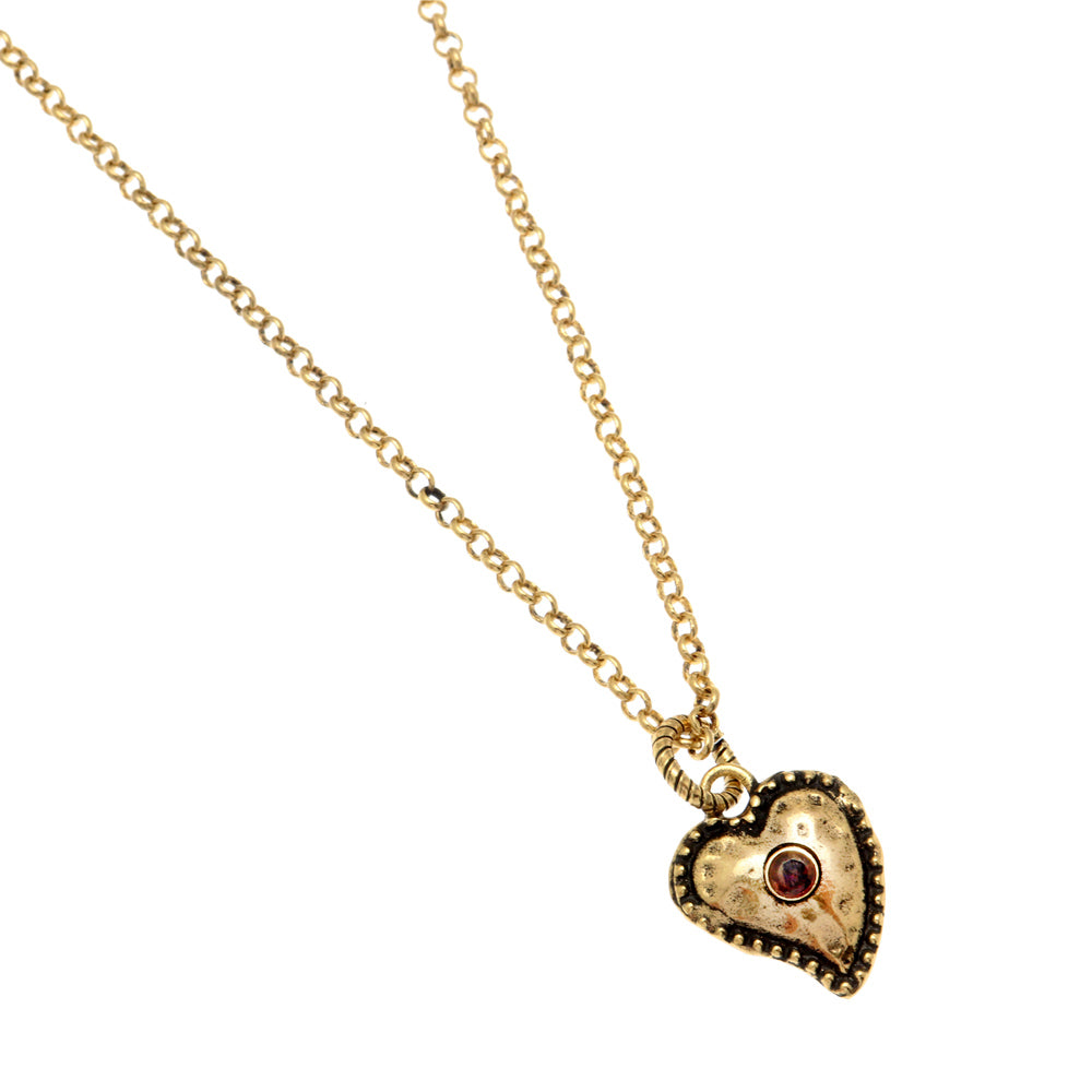 Collana Cuore Alcozer con granato centrale