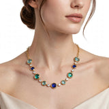 Collana in cristallo e acciaio inossidabile dorato