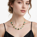 Collana in cristallo e acciaio inossidabile dorato